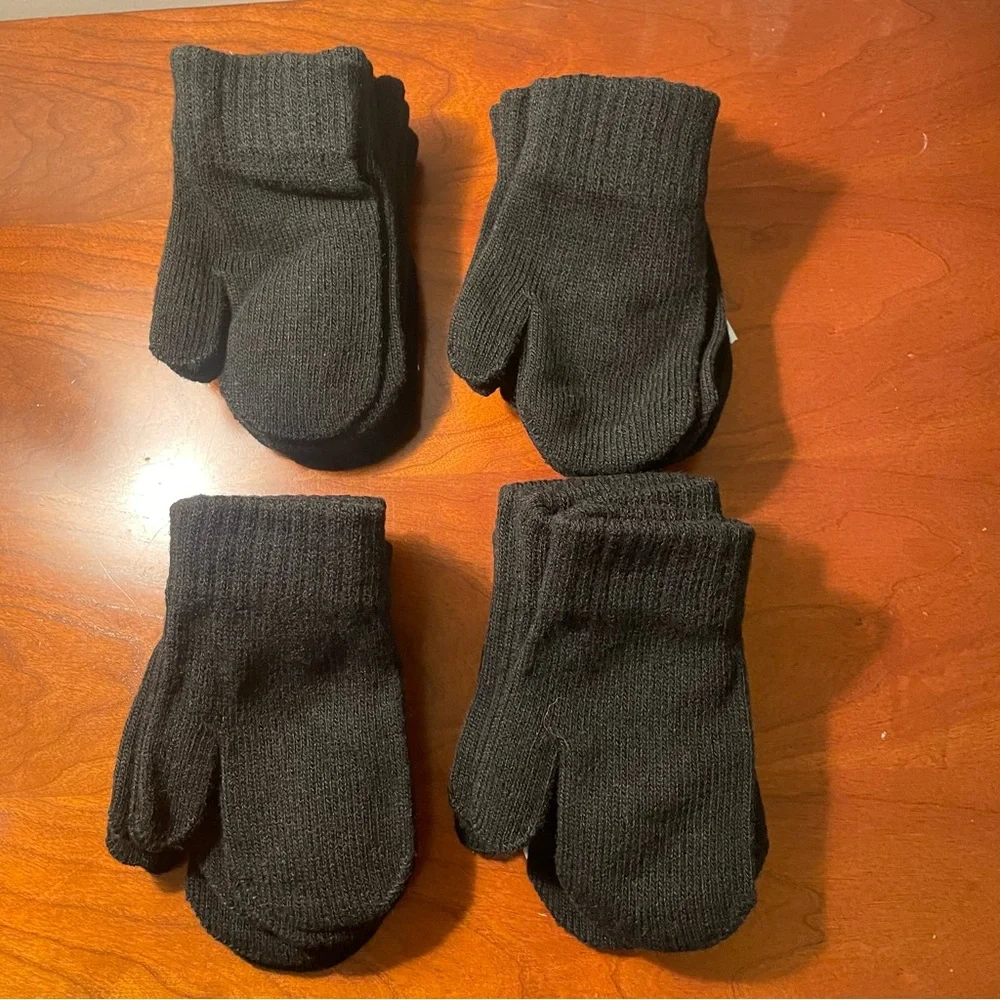 Cat & Jack Black Mittens 4 Packs of 3 pairs NWT 2T-5T‎